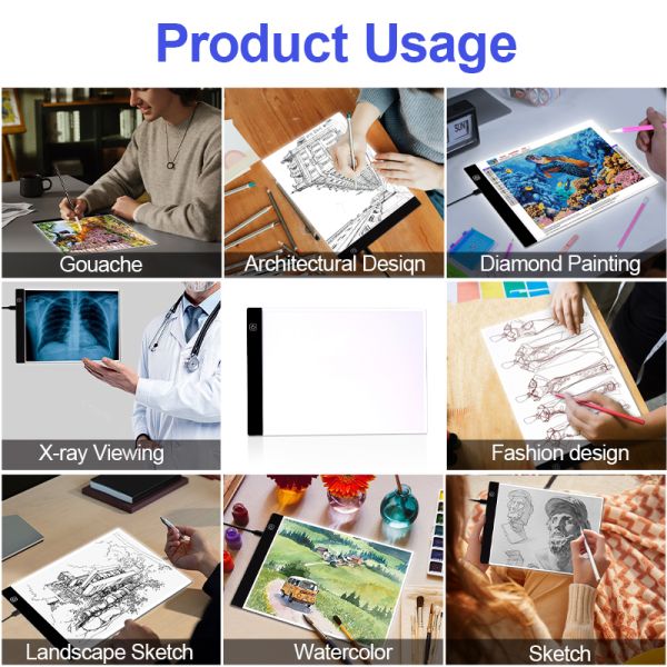 33523535mm LED Artist Lighted Drawing Board Certified Acrylic Panel LED Tracing Light Box Type C Power Drawing Sketching