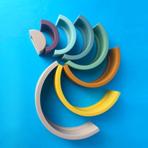 Воспитательное младенческое штабелируя качество еды штабелеукладчика силикона радуги игрушки BPA свободное