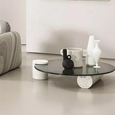 8mm Tempered Glass Coffee Side Tables Stainless Steel Living Room Art Furniture