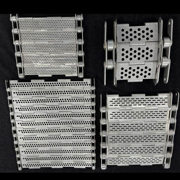 Metal Stainless Steel Slat Chain Link Perforated Metal Plate conveyor belt with hole for biscuit Oven Bakery annealing Furnace Tunnel Cooling