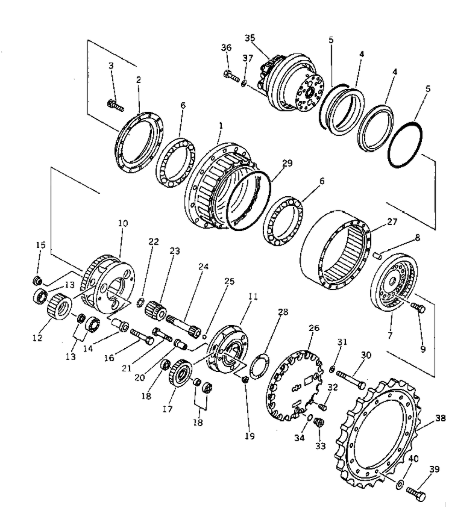 1-ая шестерня Солнца 203-27-53221 собрания несущей планеты Assy PC120-6 PC120-5 несущей планеты коробки передач перемещения