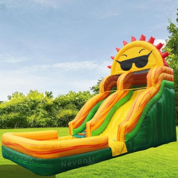 Inflatable Bounce House with Water Slide Max Capacity 100-500kg Repair Kit Included