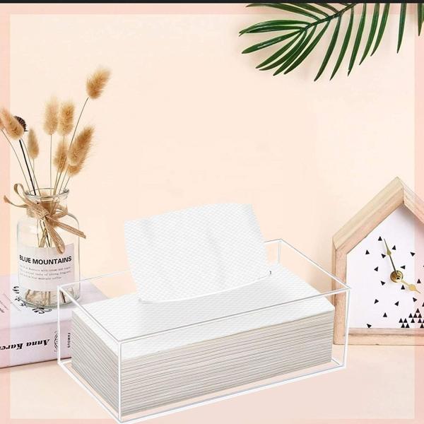 Square Clear Acrylic Tissue Box Holder Cover Transparent Toilet Paper 9.25x5.2