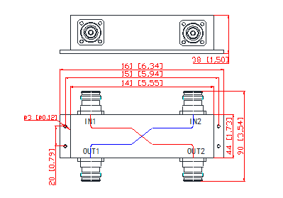 698-3800 МГц 2in2out 4,3-10 F Гибридный соединитель