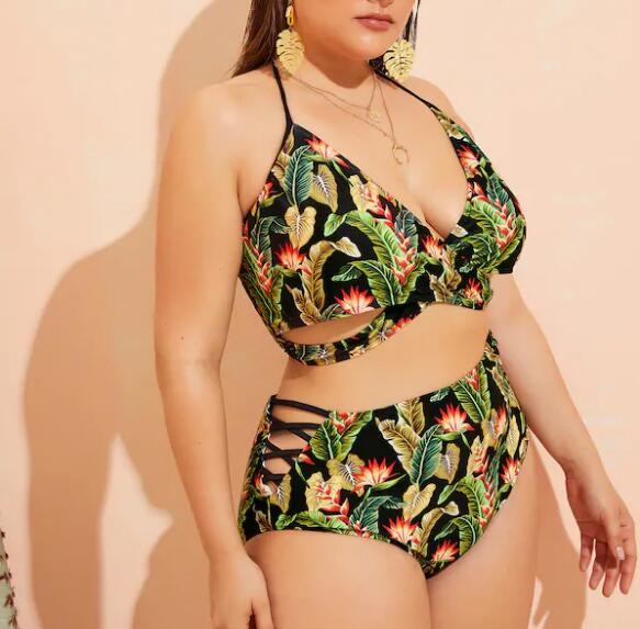 2019 New Plus SizeTwo piece  Swimsuit Women Push up