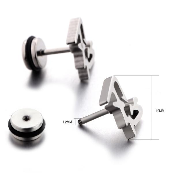 Custom Made Chinese Character Earrings Stainless Steel Body Piercing Jewelry