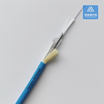 2 Cores SM Spiral Armored Fiber Cable  6.0mm Blue LSZH With PBT Tube  Rodent Resistant