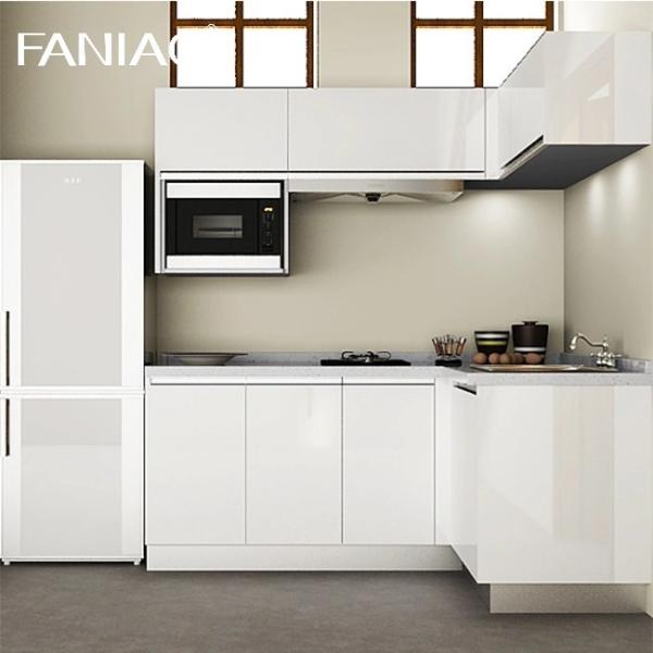 Projeto de gabinete de cozinha de mini-cozinha de melamina para gabinete de apartamento de cozinha de hotel