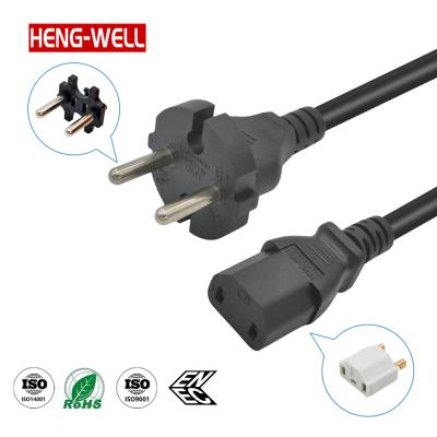 EU Power Cord 16A 250V Schuko Plug 2 Pin Power Cord CEE Plug for High Power Appliances/Hotel/Resturant IEC C17 Power Cords