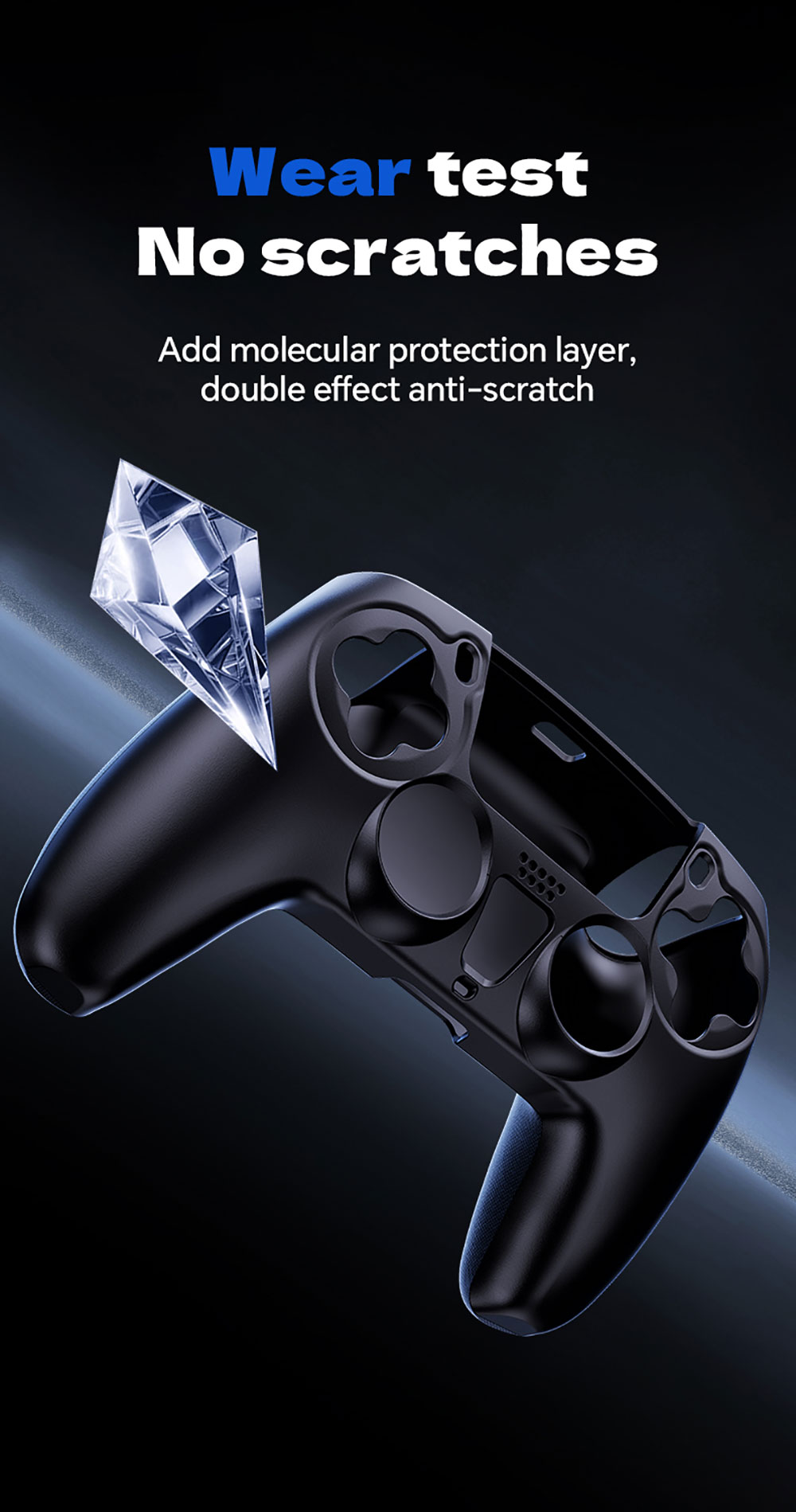 Laudtec Slim Lightweight Carbon Fiber Case for PS5 Controller 360 Anti-Fall Hard Shell Protective Cover Shockproof Accessory