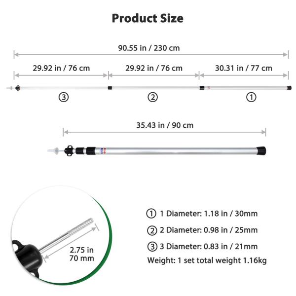 1.53kg 6061 Aluminum Lightweight Tent Pole