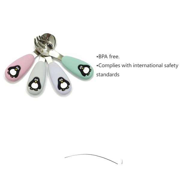 SGS Stainless Steel Spoon Silicone Cover Eco Friendly Soft Flaware Set