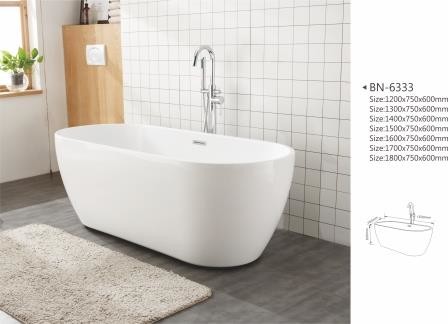 1200MM Oval Shower Bathtubs Center Toe Tap Drain Color Matched Freestanding Air Bubble Tub