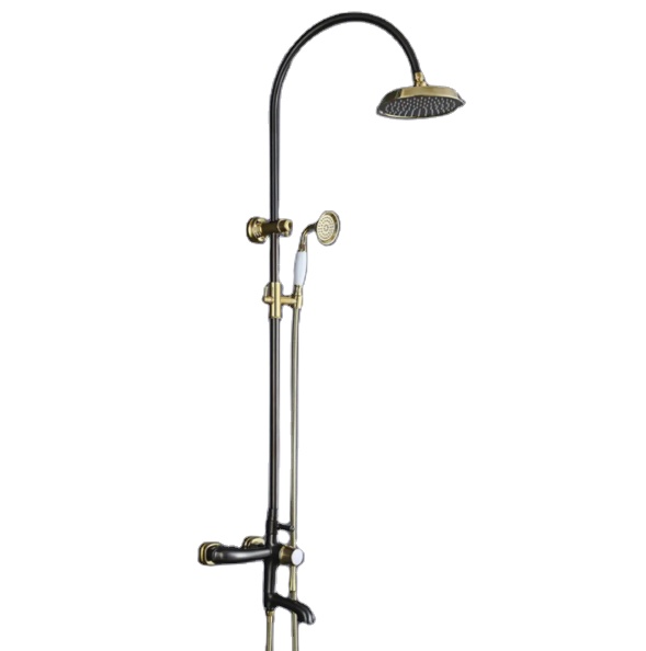 Chrome Finish European Style Vintage Rain Shower Set with Adjustable Hand Shower Head