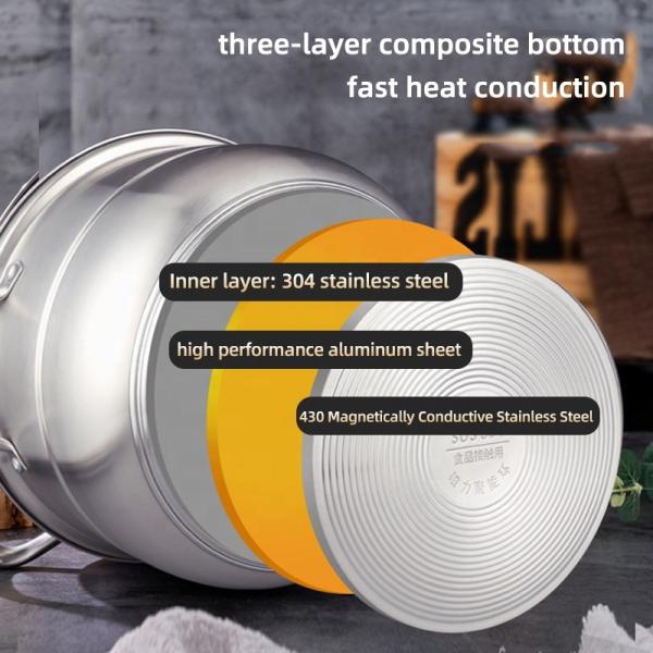 New Product 304 Stainless Steel Steamer Pot Soup Set Stainless Steel Cooker Cooking Soup Pot Steamer Pot