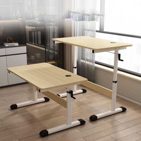 Frame Color White Custom Mechanical Wooden Manual Sit Standing Desk Height Adjustable