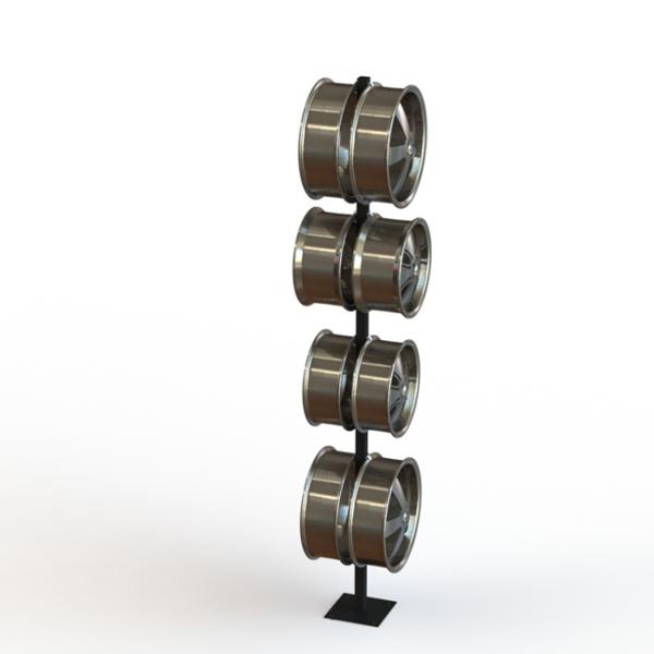 8 Wheels Black 2 Sides Hooks Metal Display Rack For Wheel Hubs