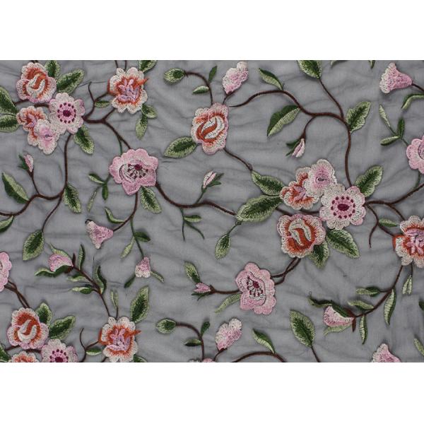 Серый цветок 3Д полиэстера вышил ткани шнурка двором для дамы Одевать