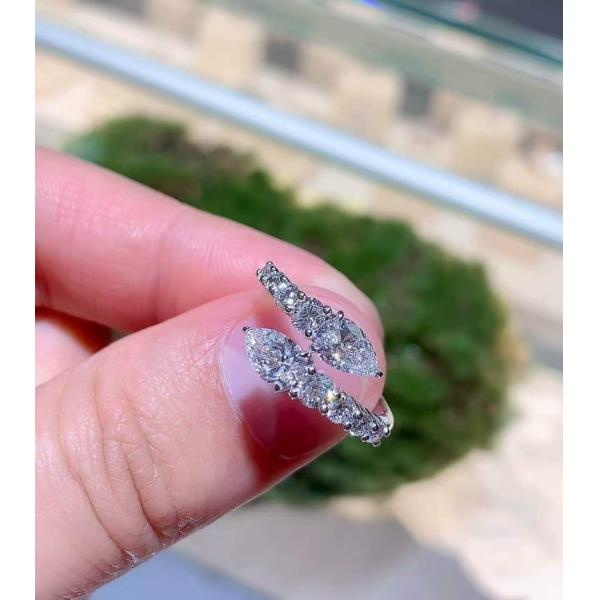Full Pave White Diamond Ring CVD Lab Created 1.02ct Pear Shape Snake Ring