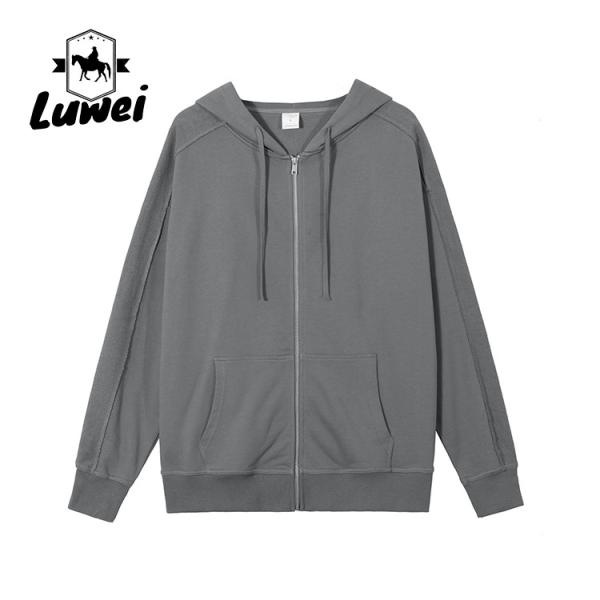 Streetwear Custom Gym Sports Premium Heavyweight Zip Plain Moletons Cotton Sweatshirt Oversize White Bulk Felpa Hoodie
