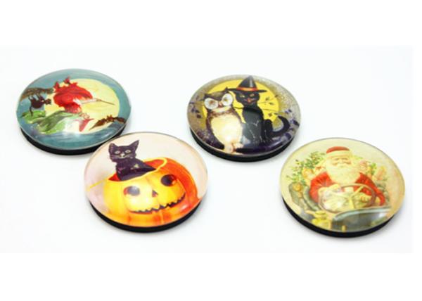 Halloween Decoration 4 Colors Offset Printing Glass Fridge Magnets Magnets For Refrigerator