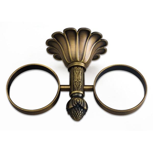 Antique Brass Bathroom Fittings Double Tumbler Holder Brass Material For Hotel