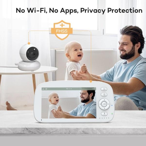High Definition Infant Monitor Video Babyphone with 360°pan Tilt Zoom Camera and Optimal Temperature Range -20º 60C/F