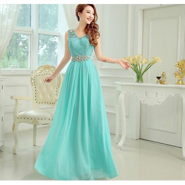 Chiffon Long Section Bridesmaid Dress Double Shoulder Straps Beading Sash Toast Dress