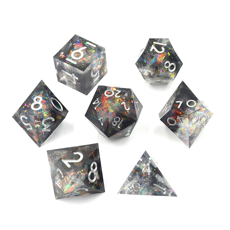 Custom Logo Liquid Core Resin Dice Set 14MM-20MM Polyhedral DND Dice for RPG Games