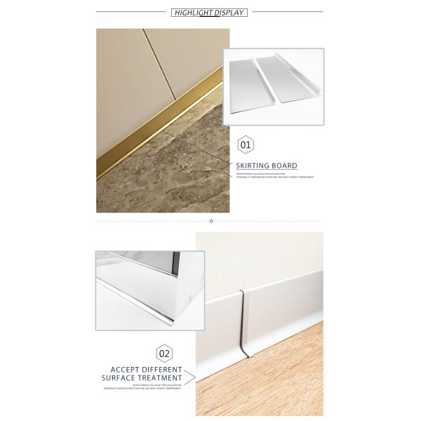 Invisible Anodised Aluminium Skirting , Decorative 50mm aluminium skirting