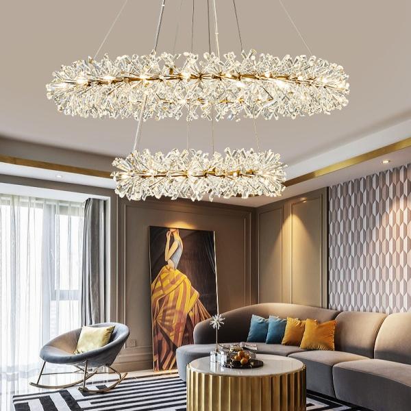 JYLIGHTING Glamorous Garland Luxury Crystal Chandelier With Single And Double Layer Rings For Hotel Halls And Villas Modern Pendant Light