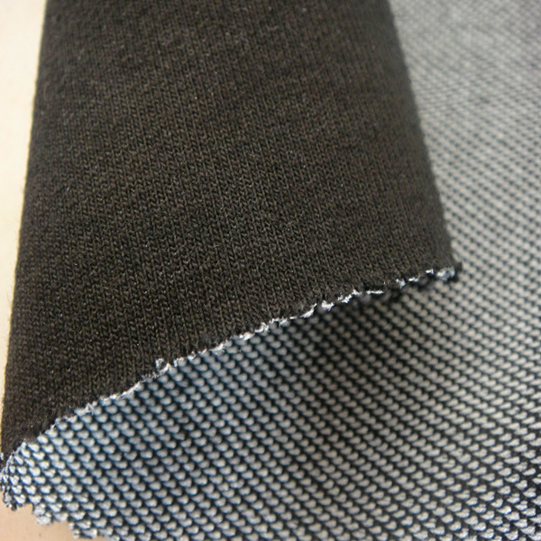 black stretch terry knit fabric for denim jeans