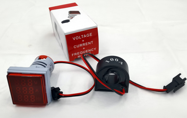 22mm Mini Digital 3-in-1 AC Voltmeter Ammeter & Hz Current Frequency Meter Light Panel Meter for Home & Office Use