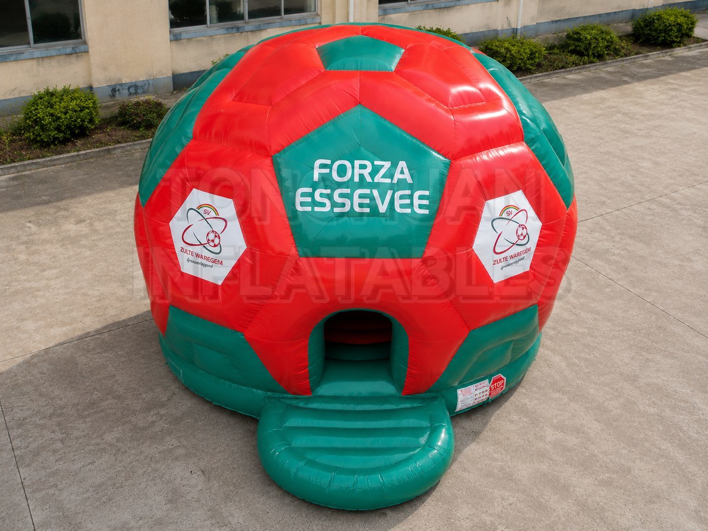 Large Soccer Ball Bounce House for Kids with Custom Colors Branding and Safe Play Area for Rental Business