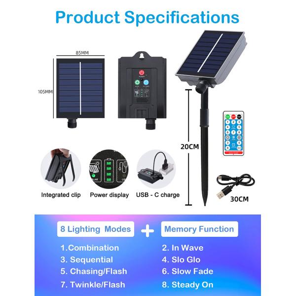 Leather Wire Outdoor Fairy Light 9mm Solar Sensor LED Strip Lights