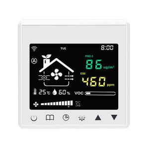 Smart LCD Digital Ventilation Controller Detects PM2.5 CO2 VOC Temp Humidity