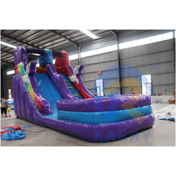 OEM Accepted Mini Unicorn PVC Inflatable Water Slide with Pool and Rocking Climbing