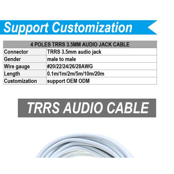 3.5mm Male to Male Female Stereo Aux Mono Jack 3 Poles TRS 4 Poles TRRS Microphone Patch Audio Extension Cable