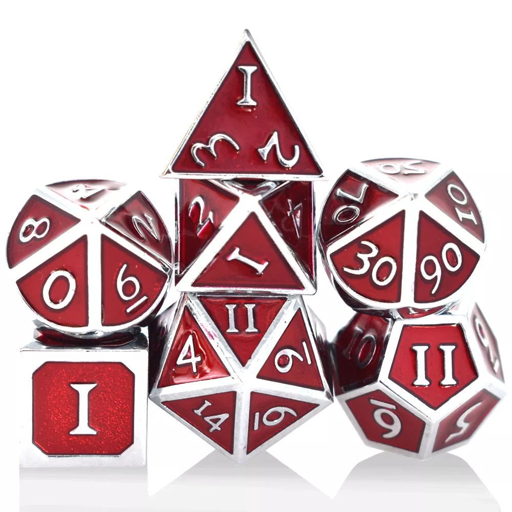 High Quality Zinc Alloy 7pcs Set Custom Logo Metal Dice for D&D RPG Dungeons Dragons