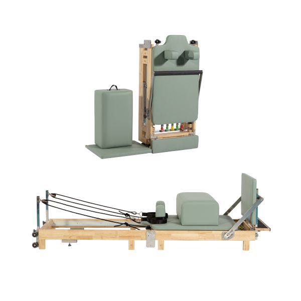 Foldable Oak Pilates Reformer U+PL015B with Enclosed Aluminum Alloy Track