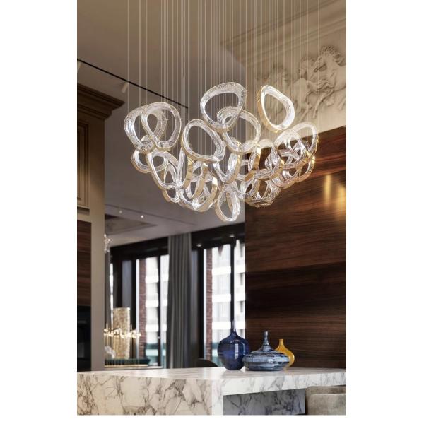 JYLIGHTING personalizado moderno círculo irregular colgante luz anillos transparentes colgando luz para Villa Hotel sala de estar