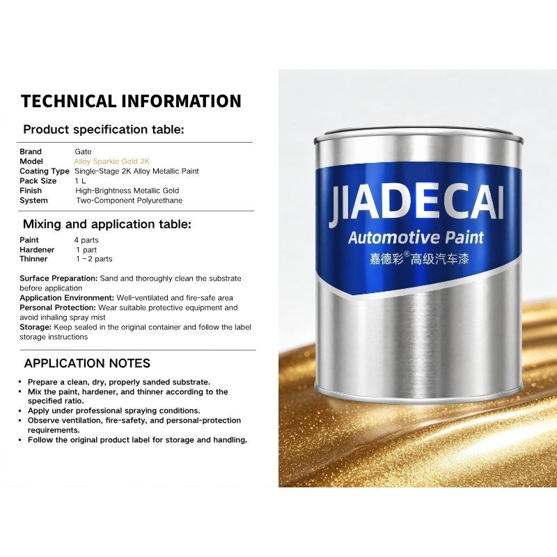 Gate Alloy Sparkle Gold 2K Automotive Metallic Topcoat Paint For Car Motorcycle Wheel Metal Surface 1L