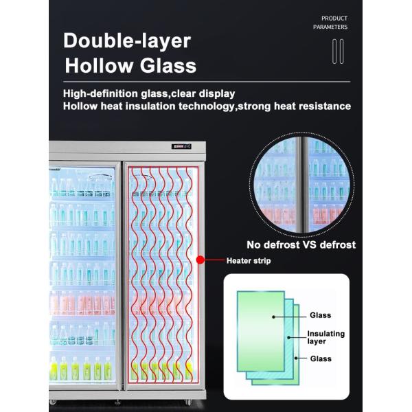 Продвинутые многостеклянные двери дисплейный морозильник с 6 слоев регулируемой полки