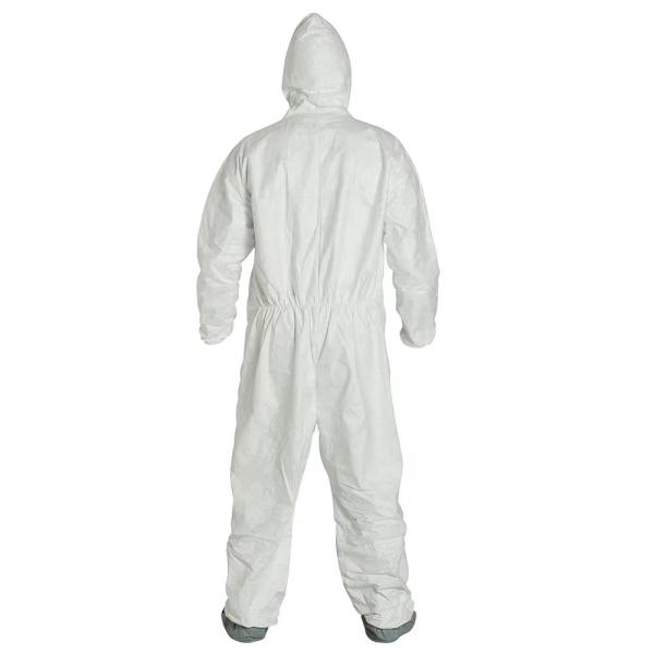 Disposable Coverall with Hood Protective Suit Factory Hospital Safety Clothing (White, 175/XL)
