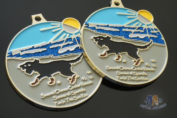 Round Shape Fun The Sun Run And Racing Metal Medal Shiny Gold Plating