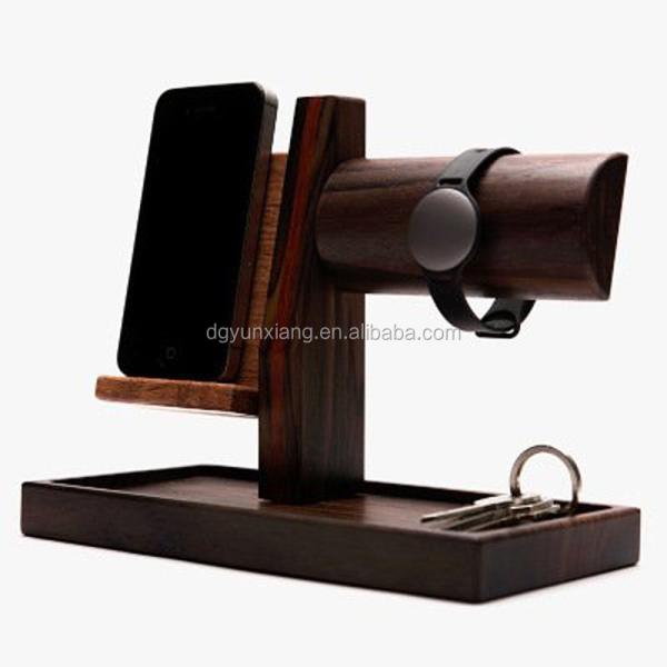 Porta teléfonos y relojes de madera de nuez negra