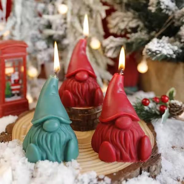 Platinum Silicone Christmas Gnome Candle Molds for DIY Crafts