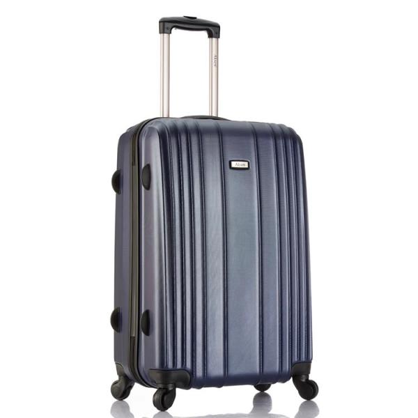 Multi-Function Blue Durable PC Carry Suitcases Luggage Front Open Travel Boarding Trolley Case Embossed Vertical Stripe
