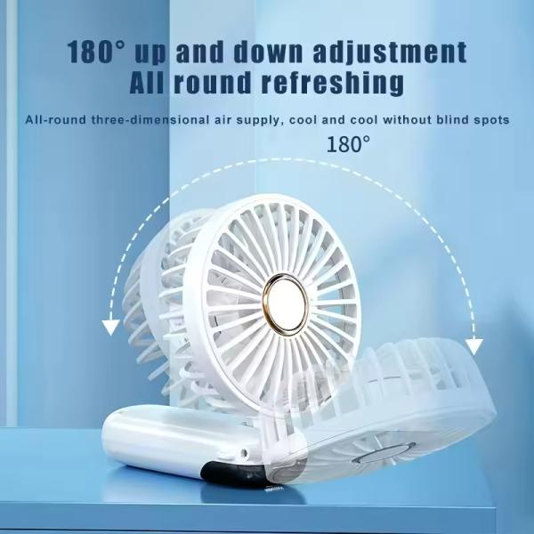 Mini Desk Foldable Fan 1200mAh 5 Speeds Ultra Quite Portable Handheld Fan for Women Girl