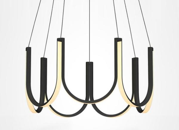 Aluminum Acrylic Black Color 600mm 800mm Modern Ring Chandelier